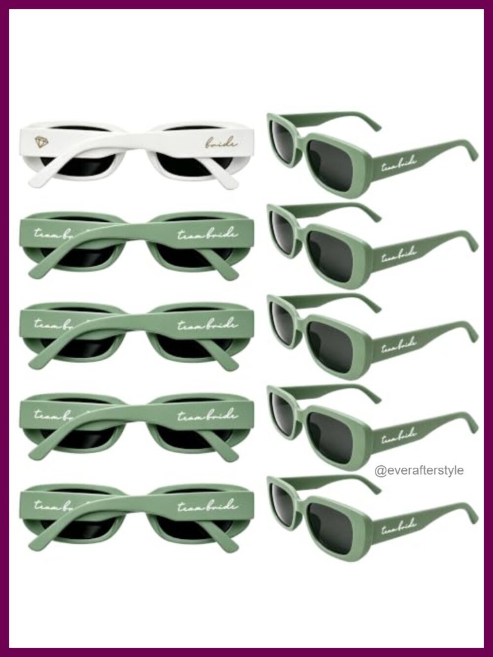 Retro Square Polarized Bachelorette Sunglasses Set of 10 UV400 Bridal Party